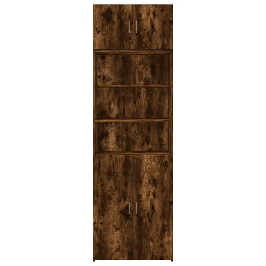 Armoire de rangement chêne fumé 70x42,5x225cm bois d'ingénierie - 4