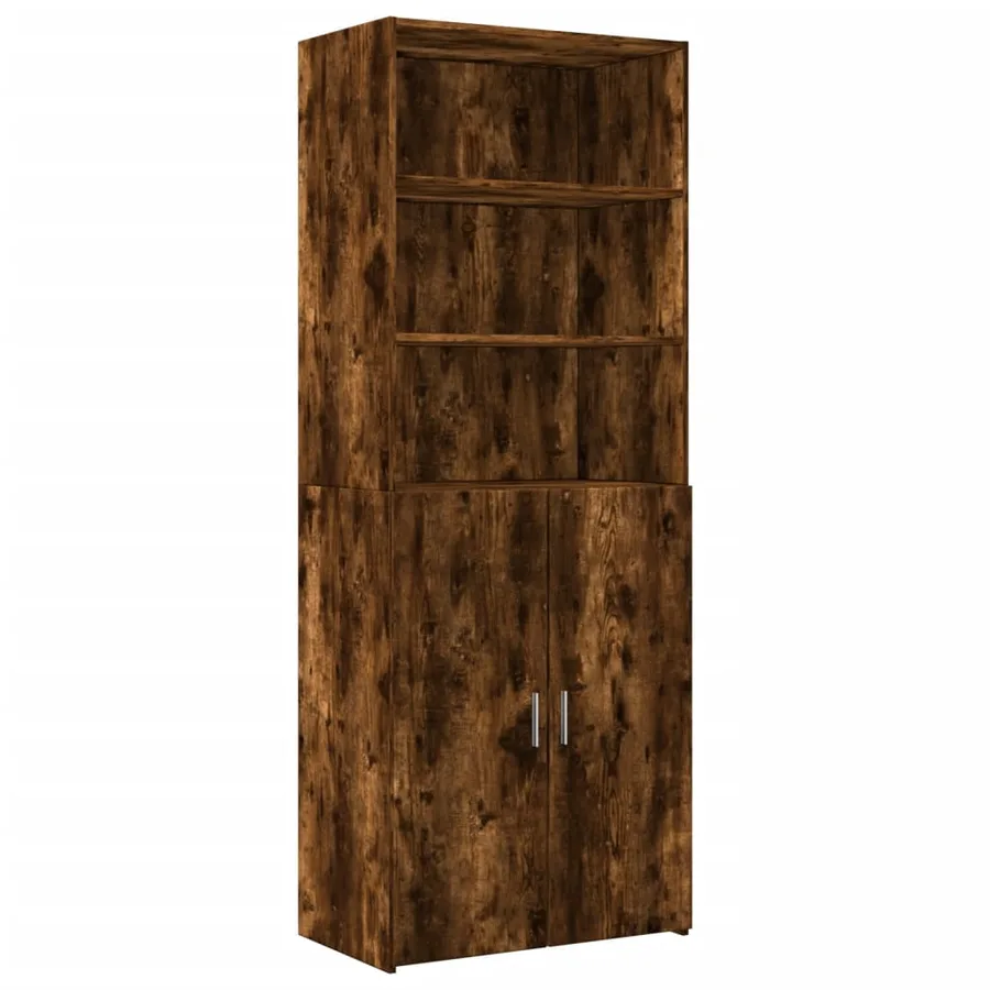 Armoire de rangement chêne fumé 70x42,5x225cm bois d'ingénierie - 6