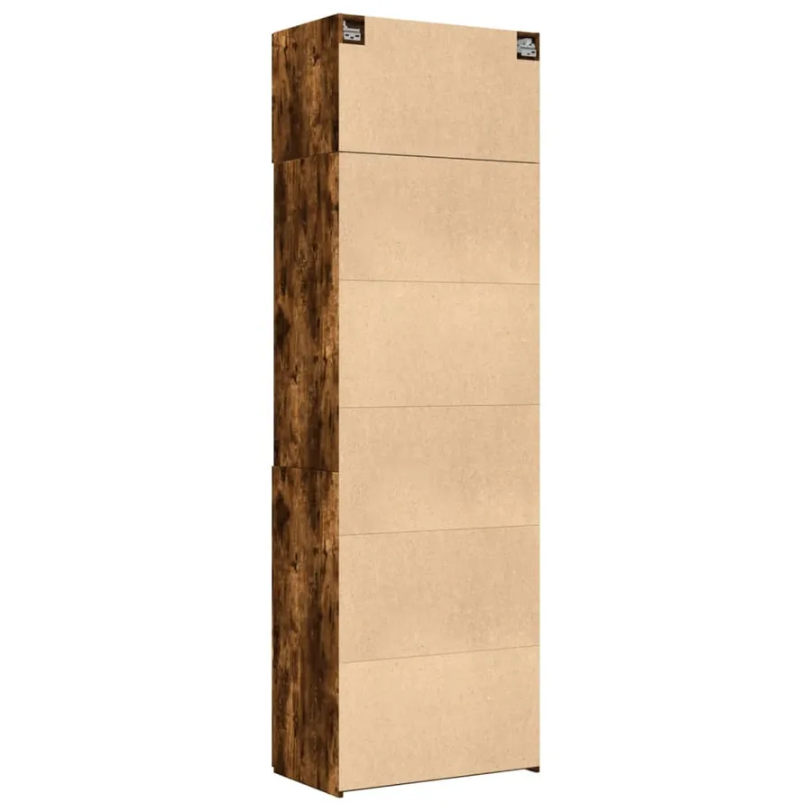 Armoire de rangement chêne fumé 70x42,5x225cm bois d'ingénierie - 8