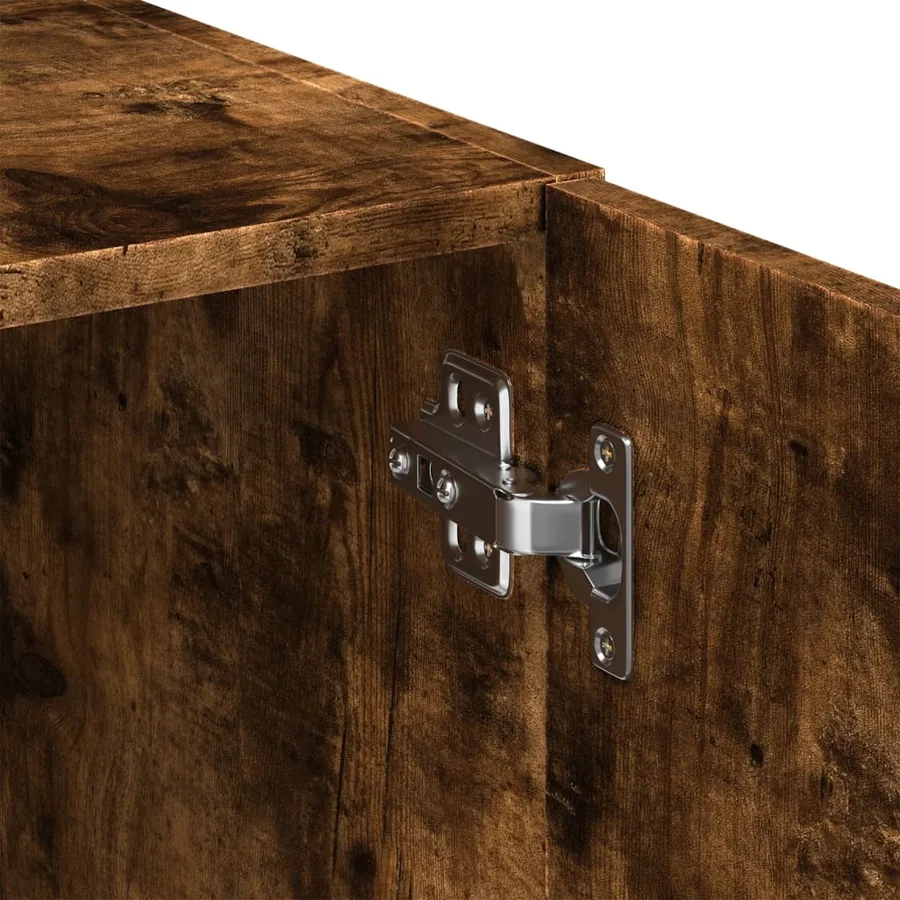 Armoire de rangement chêne fumé 70x42,5x225cm bois d'ingénierie - 9
