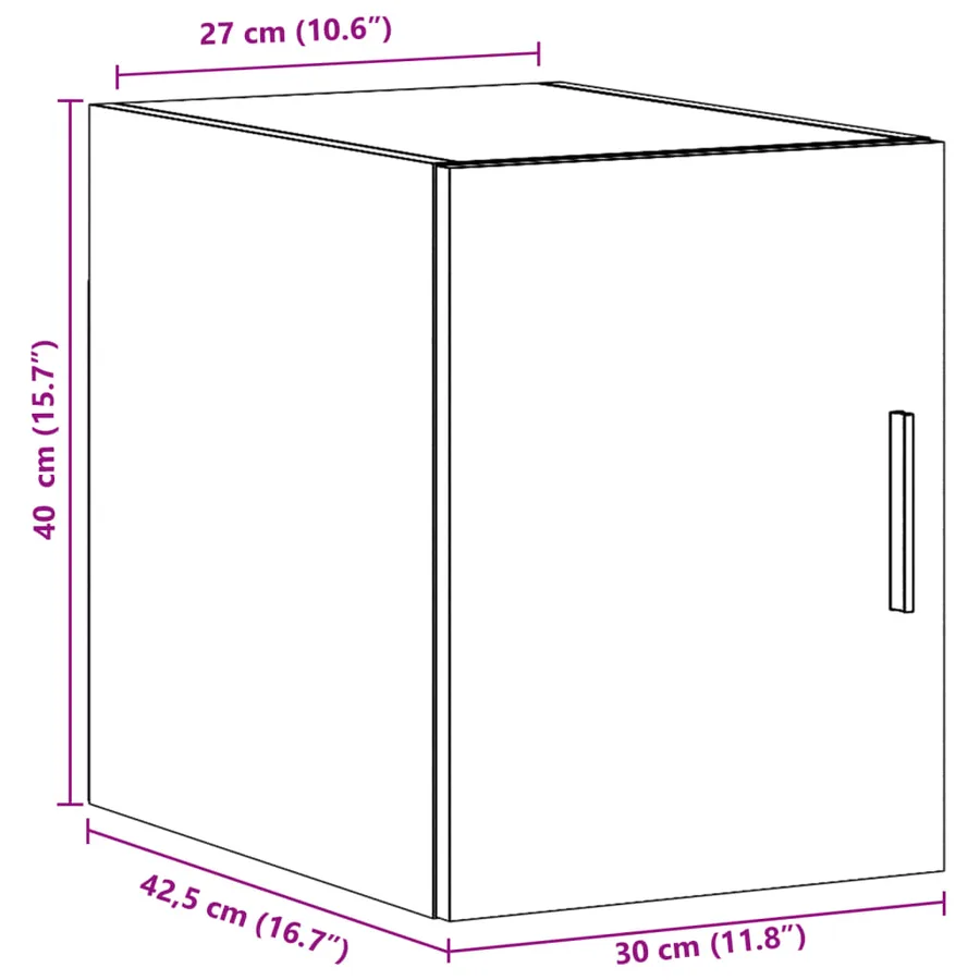 Armoire murale sonoma gris 30x42,5x40 cm bois d'ingénierie - 12