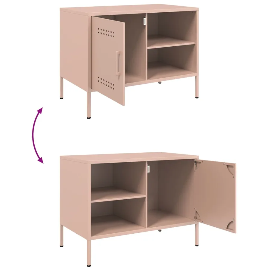 Meuble TV rose 68x39x50,5 cm acier - 11