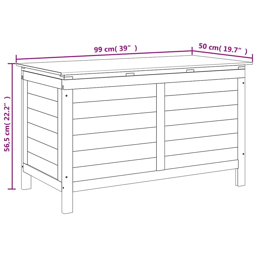 Boîte à coussins d'extérieur 99x50x56,5 cm bois de sapin massif - 8