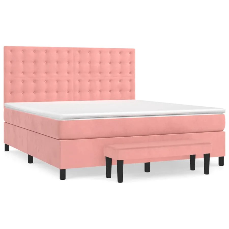Sommier à lattes de lit avec matelas Rose 180x200 cm Velours - 2