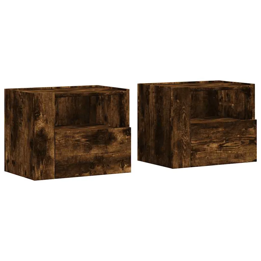 Tables de chevet murales 2 pcs chêne fumé 45x30x35 cm - 2