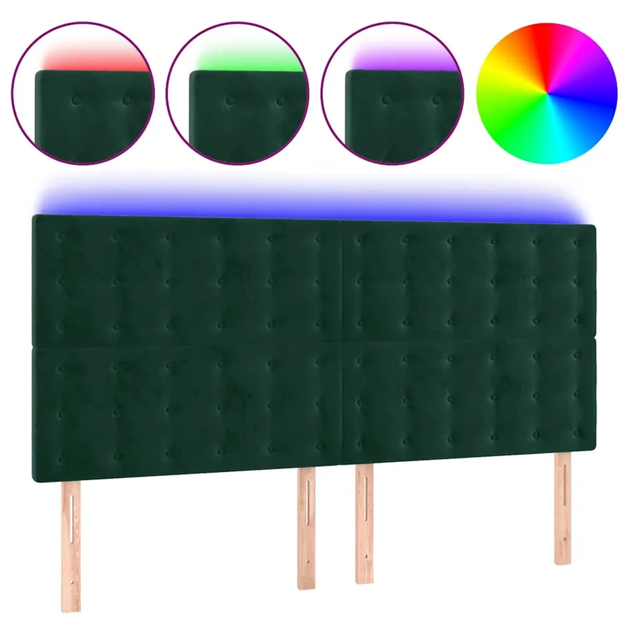 Tête de lit à LED Vert foncé 180x5x118/128 cm Velours - 2