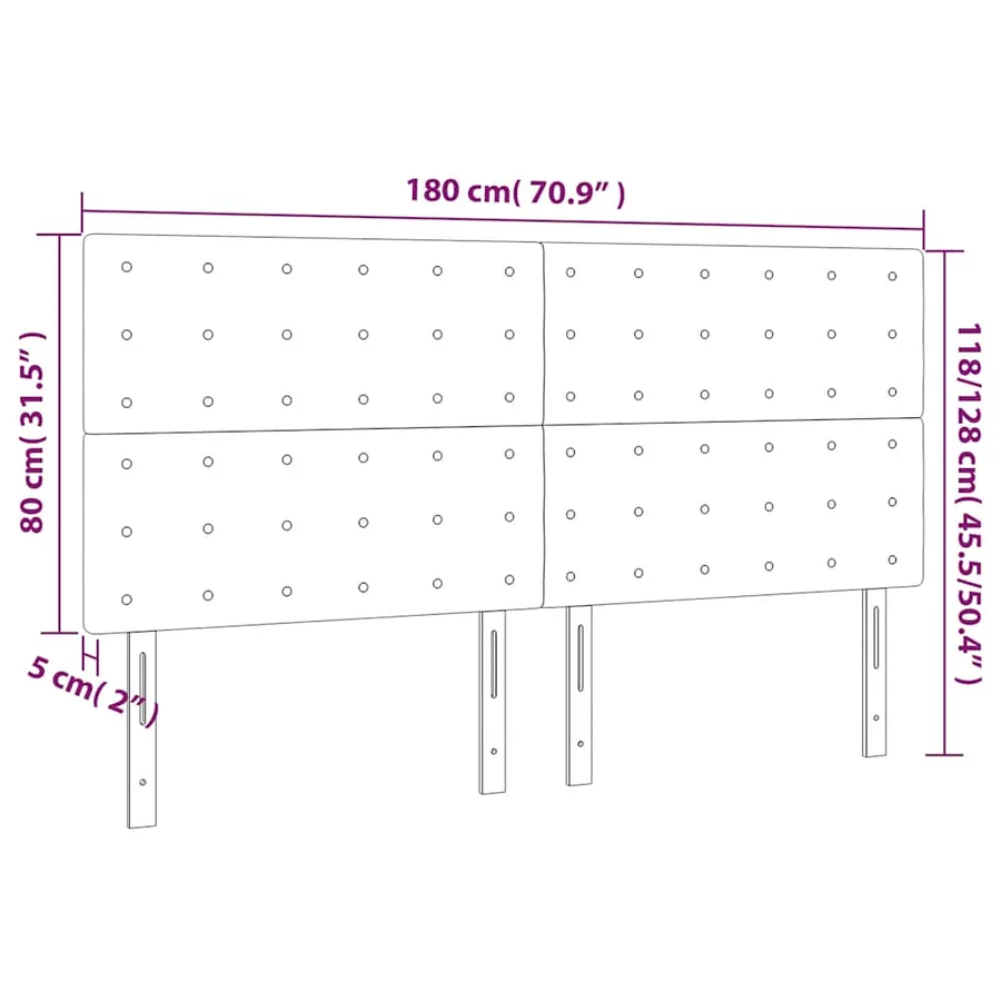 Tête de lit à LED Vert foncé 180x5x118/128 cm Velours - 7