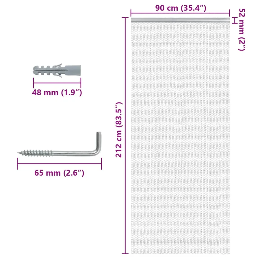 Moustiquaire de porte à chaîne 90x212 cm aluminium - 5