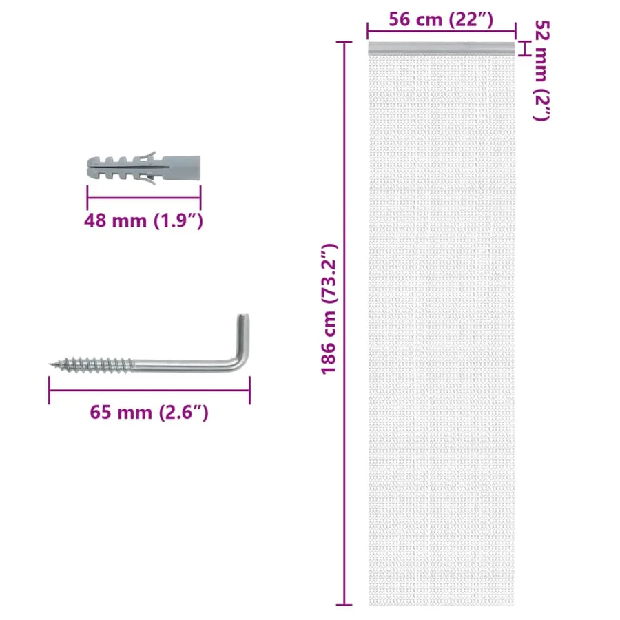 Moustiquaire de porte à chaîne 56x186 cm aluminium - 5