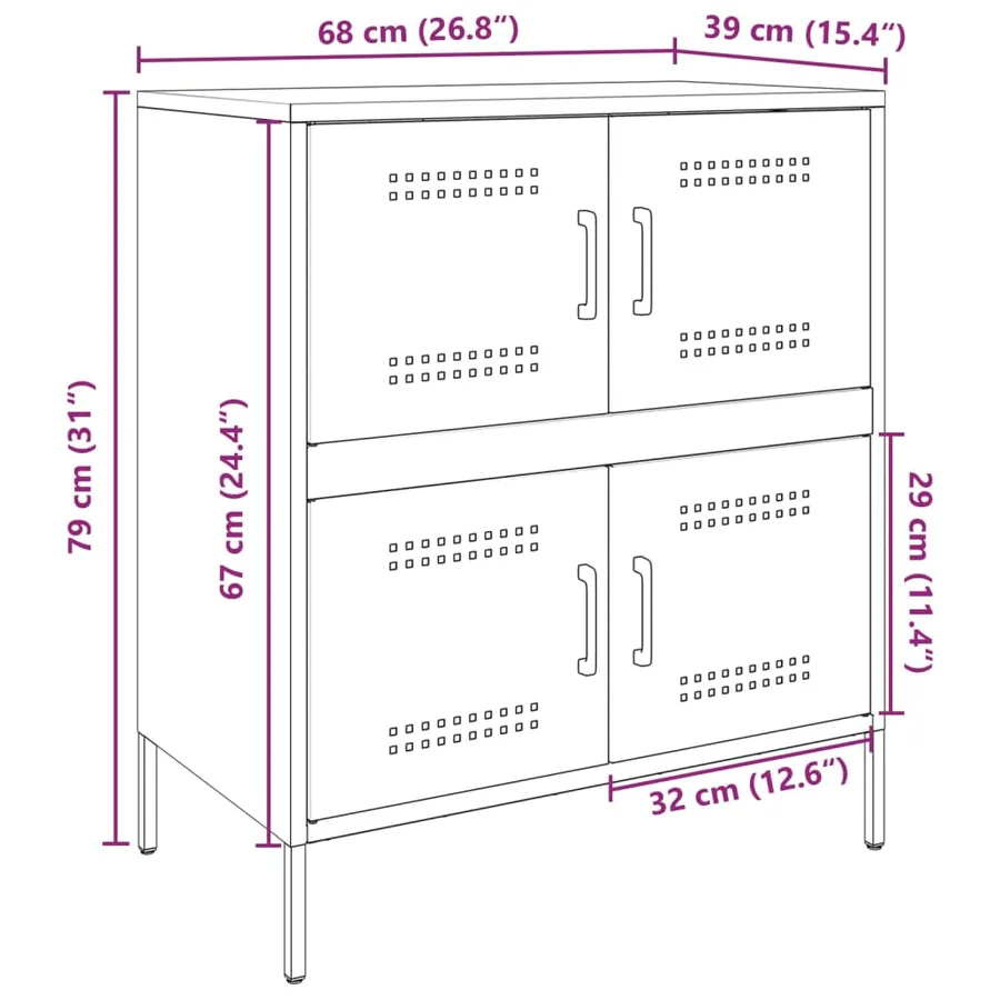 Buffet anthracite 68x39x79 cm acier - 13