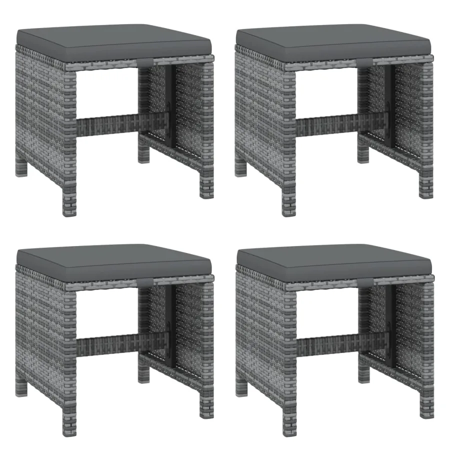 Ensemble à manger de jardin coussins 19 pcs Gris Résine tressée - 7