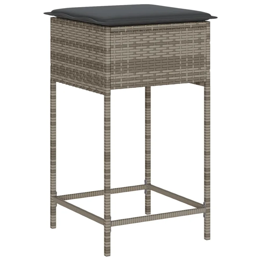 Ensemble de bar de jardin 9 pcs avec coussins gris poly rotin - 4