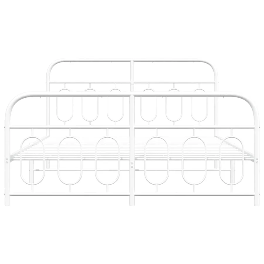 Cadre de lit métal sans matelas et pied de lit blanc 150x200 cm - 4