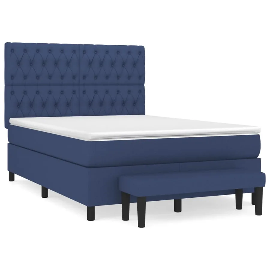 Sommier à lattes de lit avec matelas Bleu 140x190 cm Tissu - 2