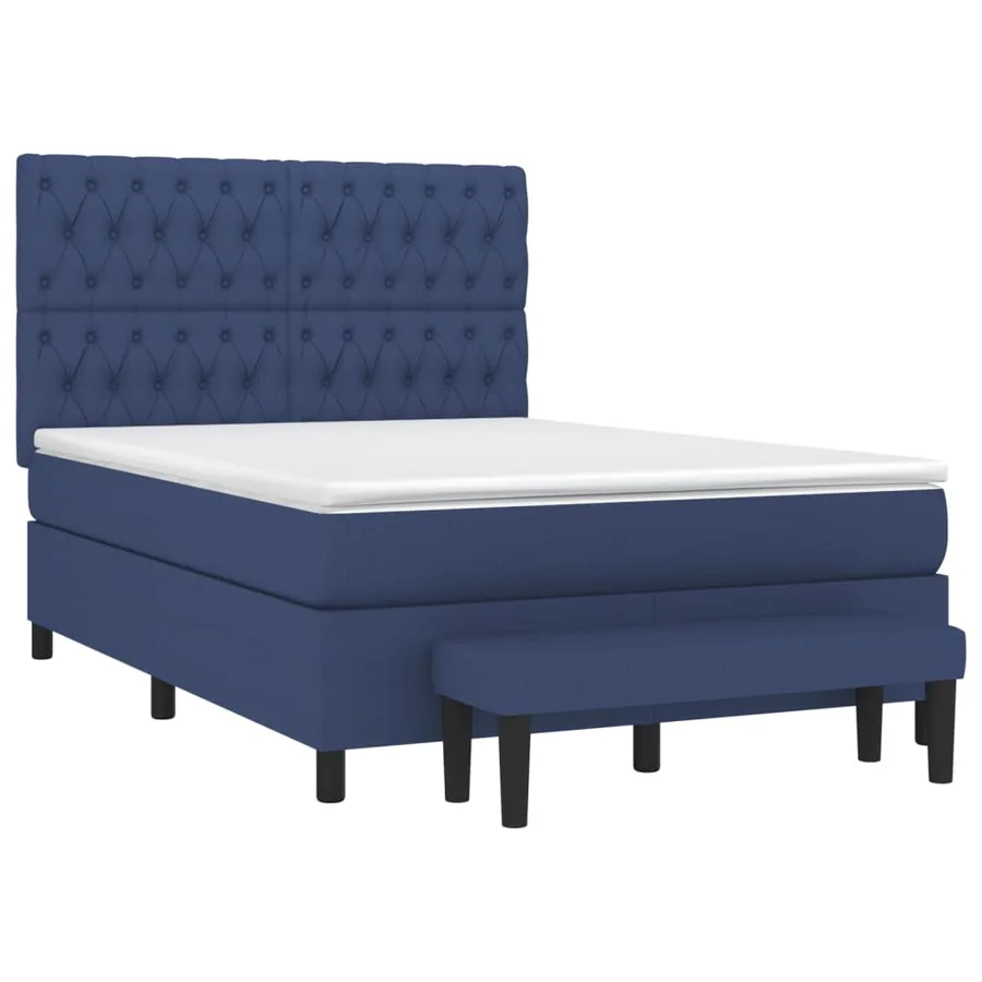 Sommier à lattes de lit avec matelas Bleu 140x190 cm Tissu - 3