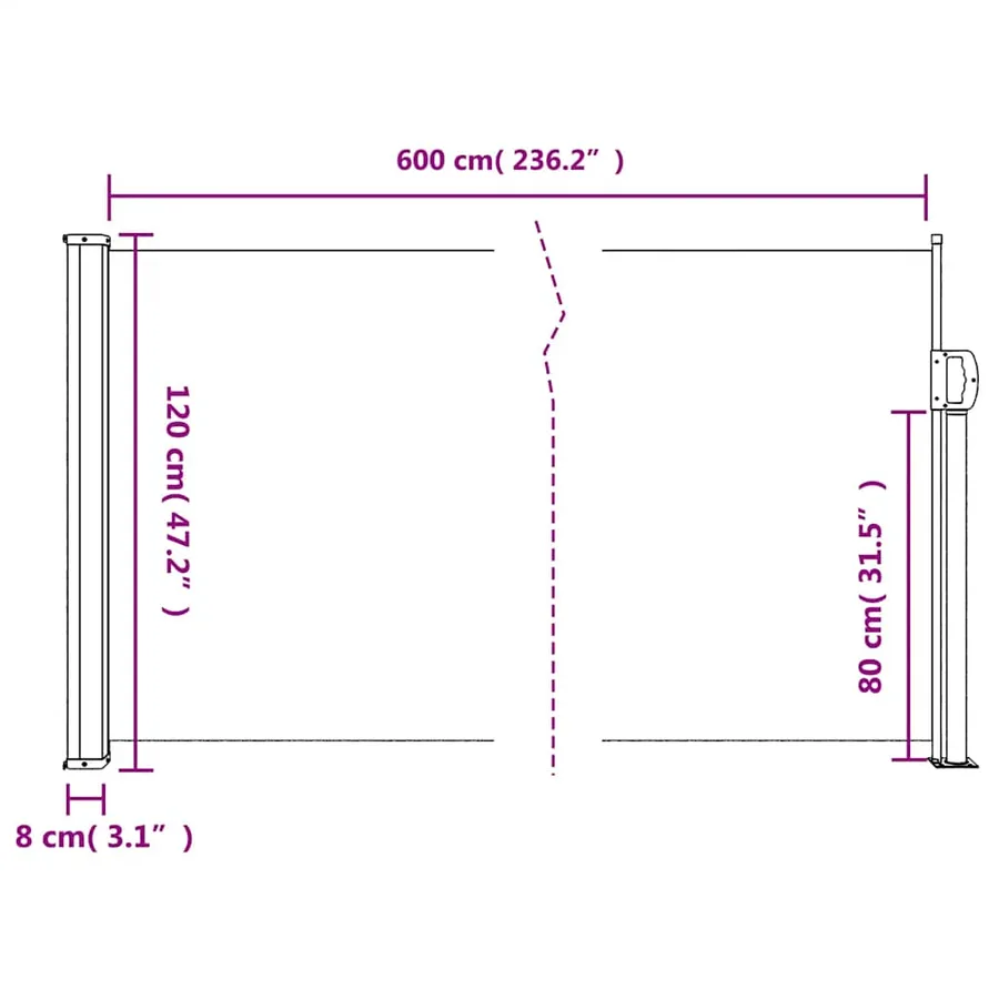 Auvent latéral rétractable beige 120x600 cm - 10