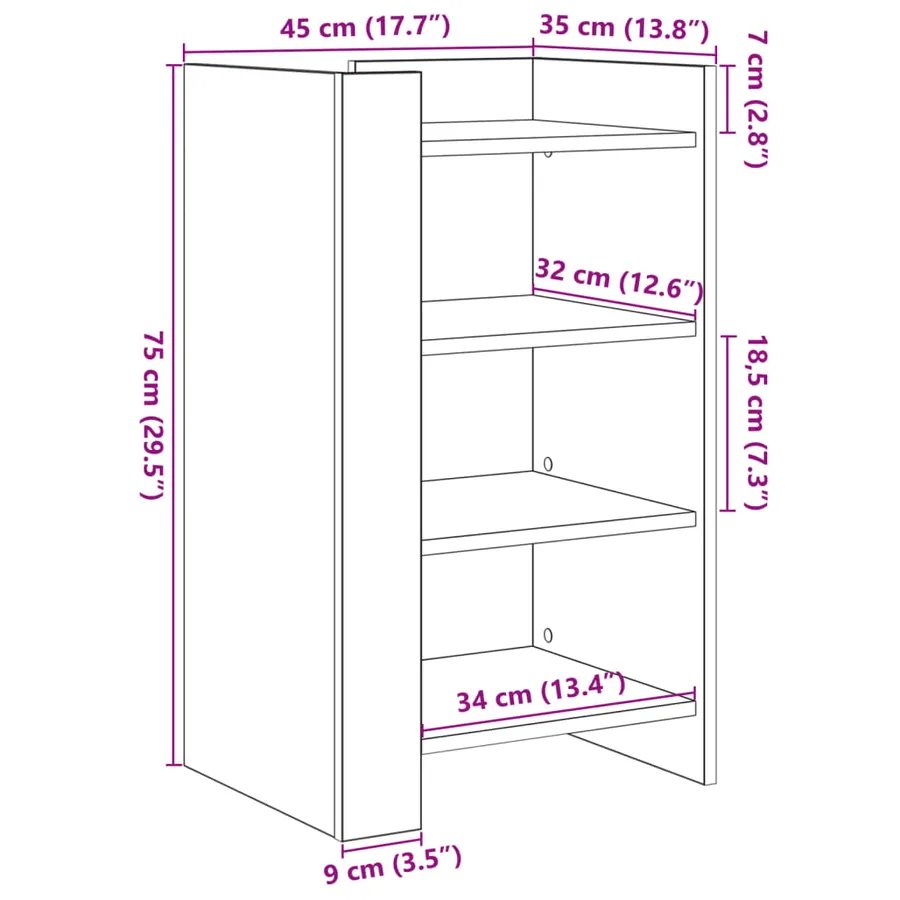 Buffet blanc 45x35x75 cm bois d'ingénierie - 10