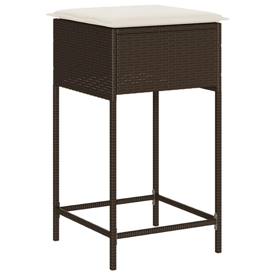 Ensemble de bar de jardin 3 pcs et coussins brun résine tressée - 4