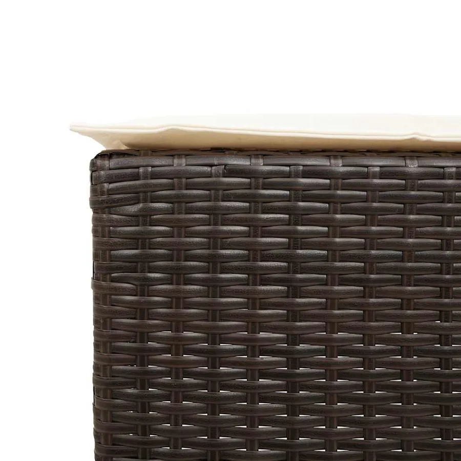 Ensemble de bar de jardin 3 pcs et coussins brun résine tressée - 6