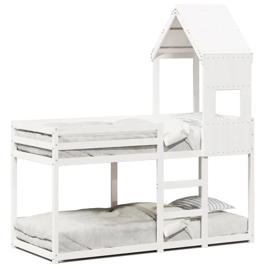 Lit superposé sans matelas blanc 75x190 cm bois de pin massif - 2