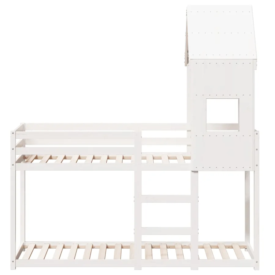 Lit superposé sans matelas blanc 75x190 cm bois de pin massif - 4