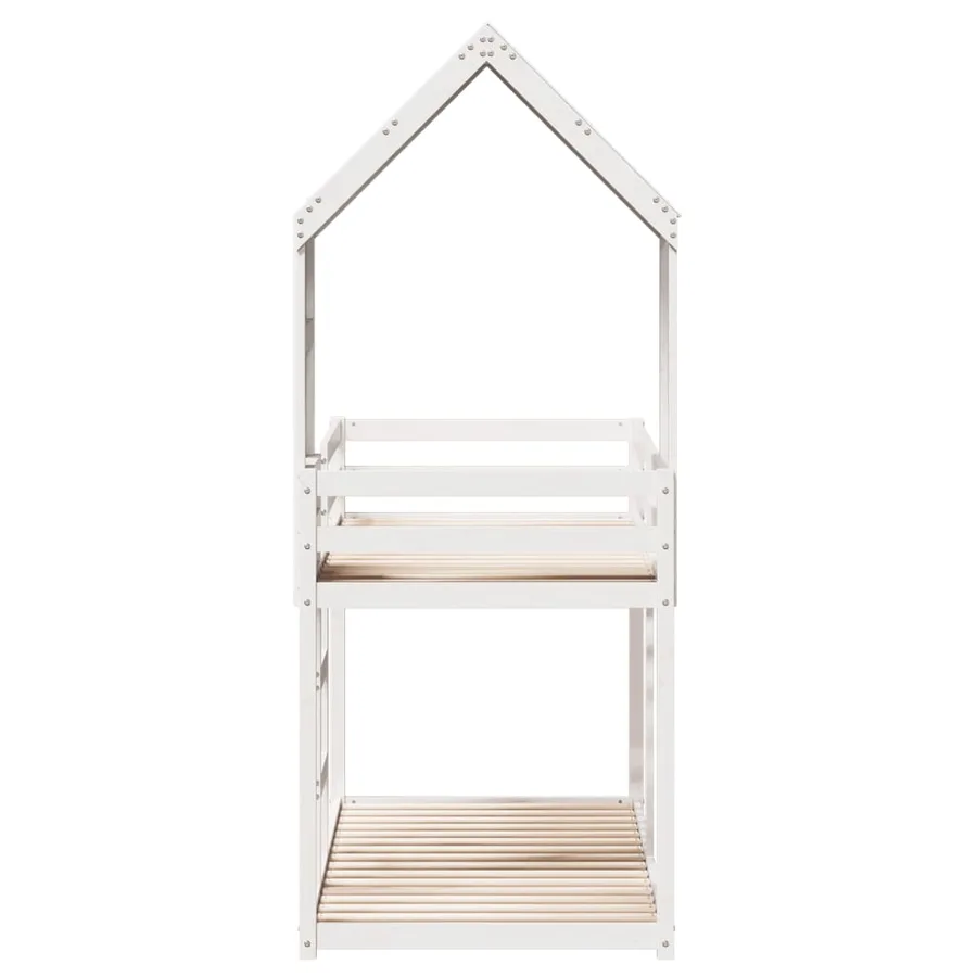 Lit superposé sans matelas blanc 75x190 cm bois de pin massif - 7
