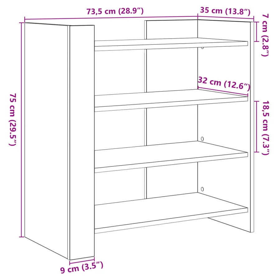 Buffet blanc 73,5x35x75 cm bois d’ingénierie - 10