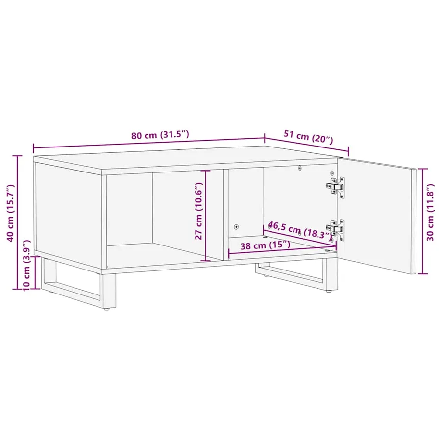 Table basse 80x51x40 cm bois massif d'acacia - 10