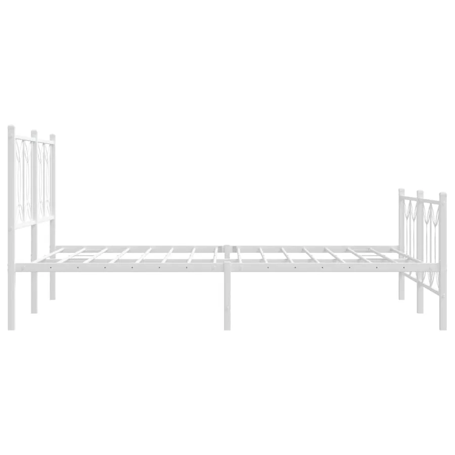 Cadre de lit métal sans matelas et pied de lit blanc 135x190 cm - 5