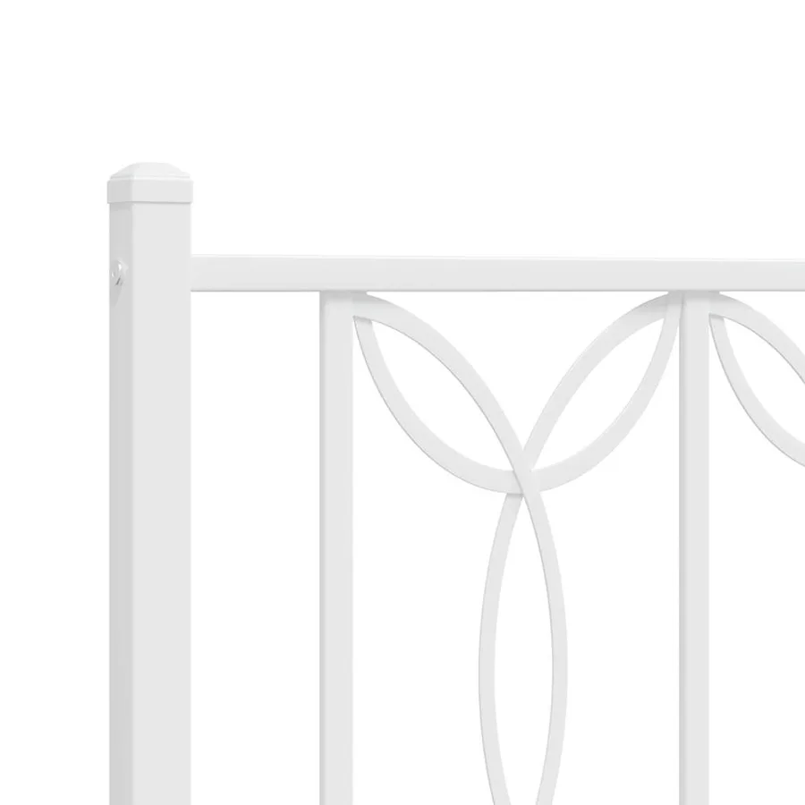 Cadre de lit métal sans matelas et pied de lit blanc 135x190 cm - 7