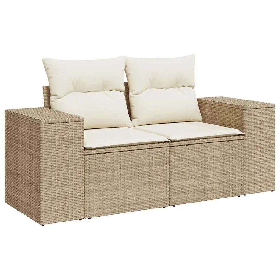 Salon de jardin avec coussins 7 pcs beige résine tressée - 6