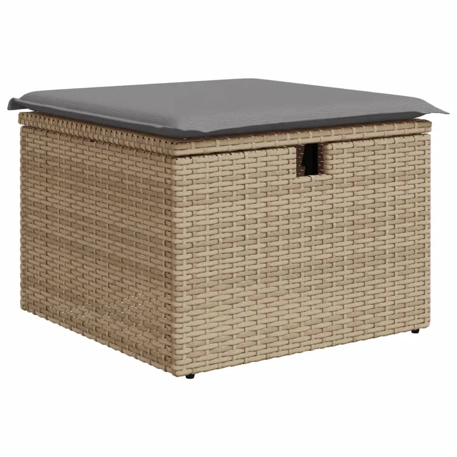 Salon de jardin avec coussins 8 pcs beige résine tressée - 7