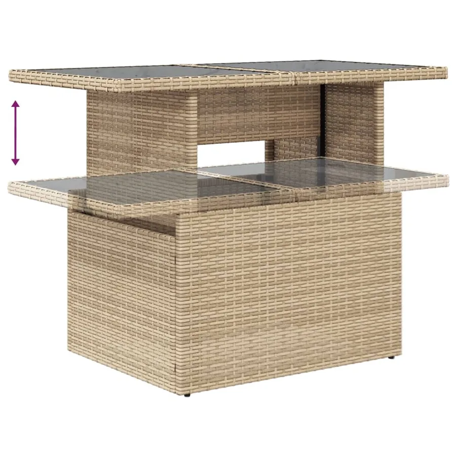 Salon de jardin avec coussins 7 pcs beige résine tressée - 7
