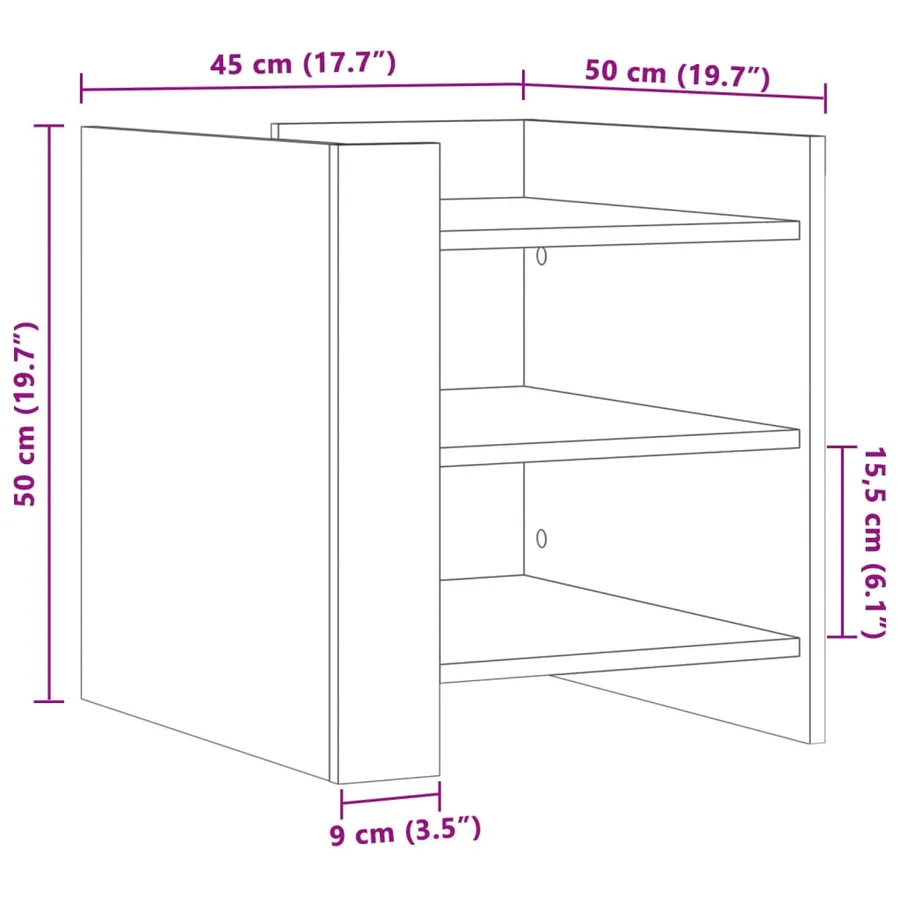 Table de chevet chêne sonoma 45x50x50 cm bois d’ingénierie - 9