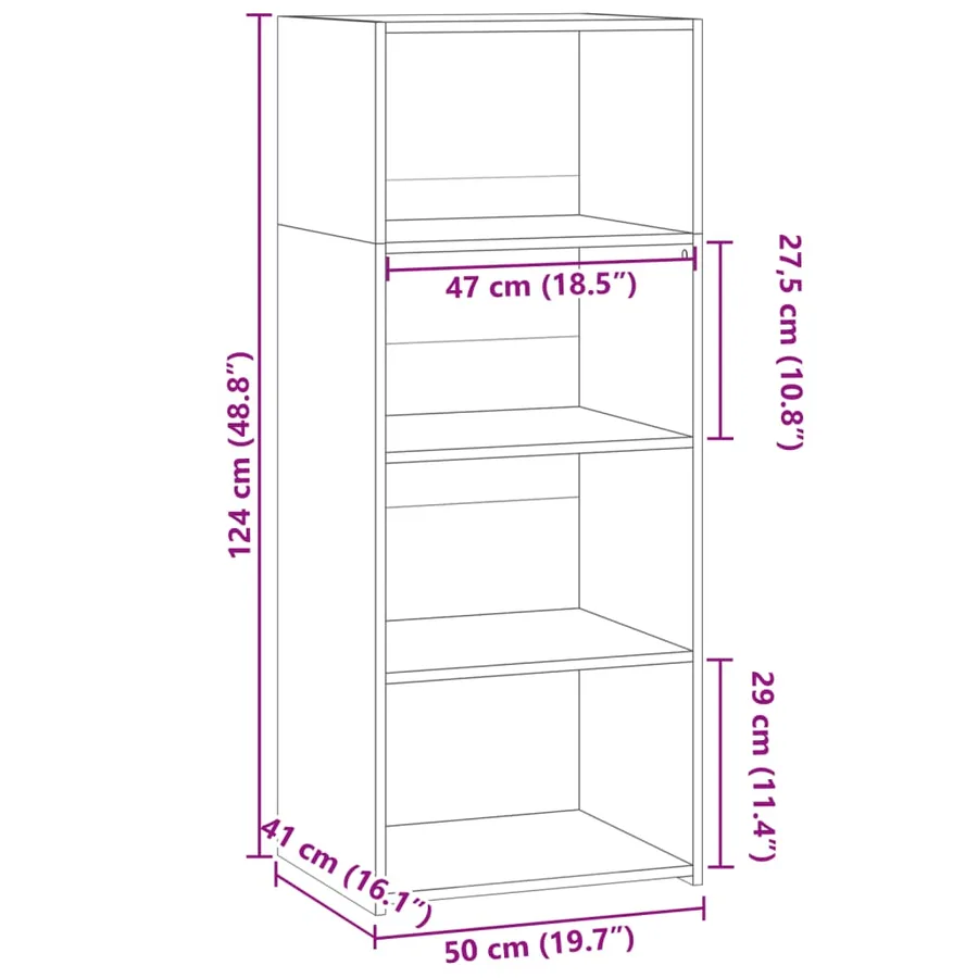 Buffet haut gris béton 50x41x124 cm bois d'ingénierie - 9