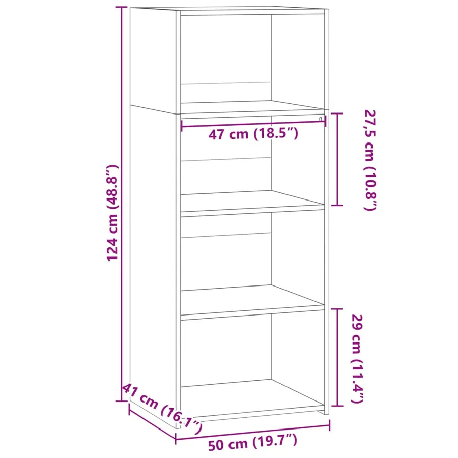 Buffet haut chêne sonoma 50x41x124 cm bois d'ingénierie - 9