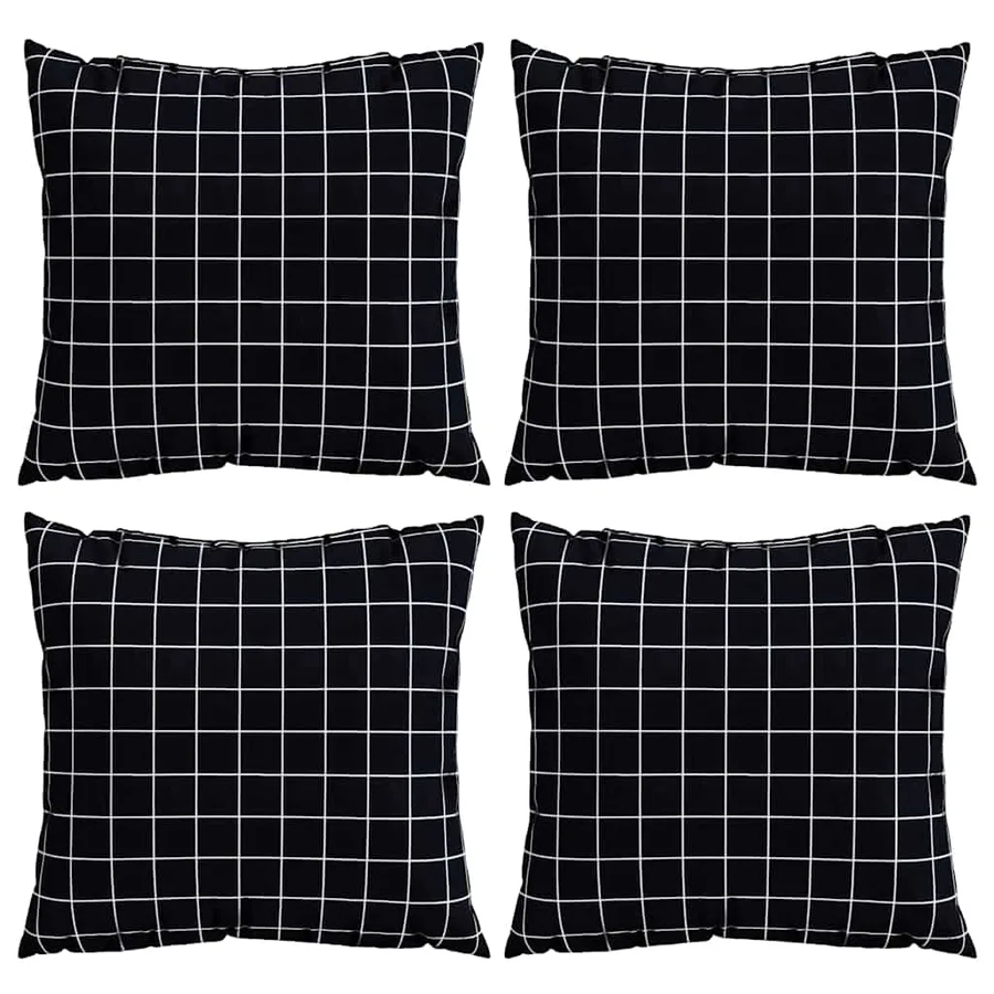 Coussins Éparpillés À carreaux 4 pcs Carreaux Noirs 60 x 60 cm - 2