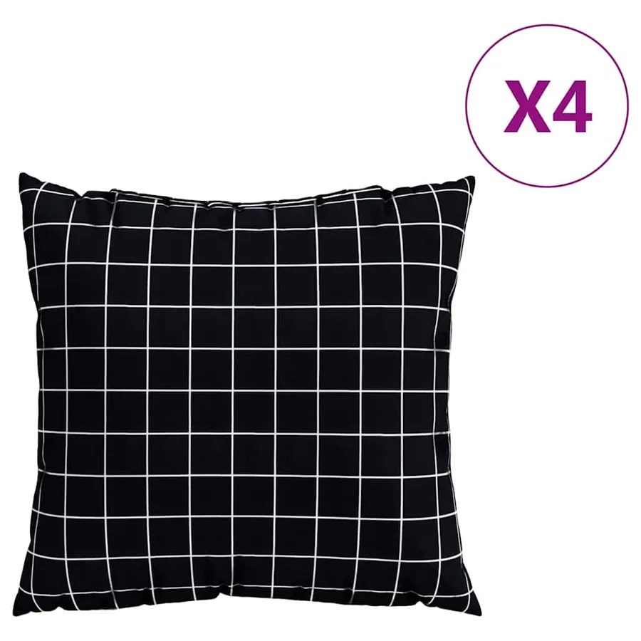 Coussins Éparpillés À carreaux 4 pcs Carreaux Noirs 60 x 60 cm - 3