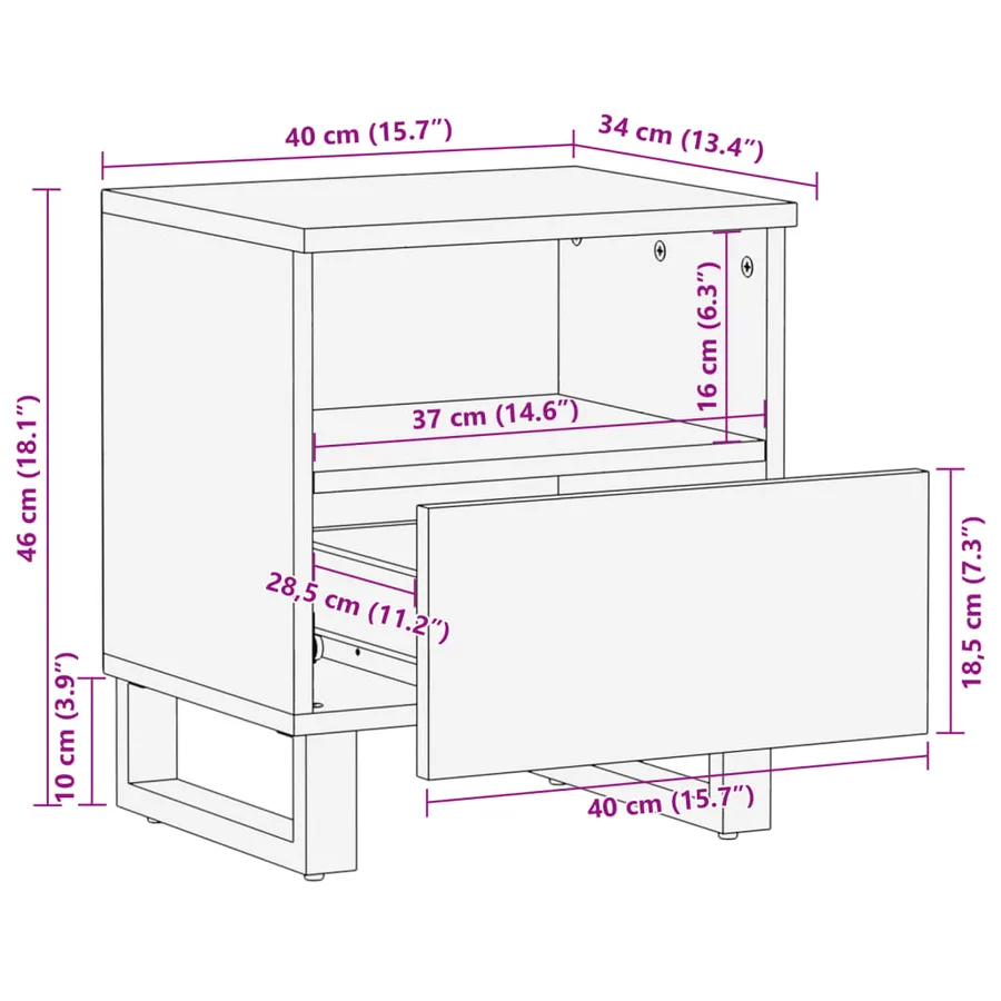 Table de chevet 40x34x46 cm bois massif de récupération - 10