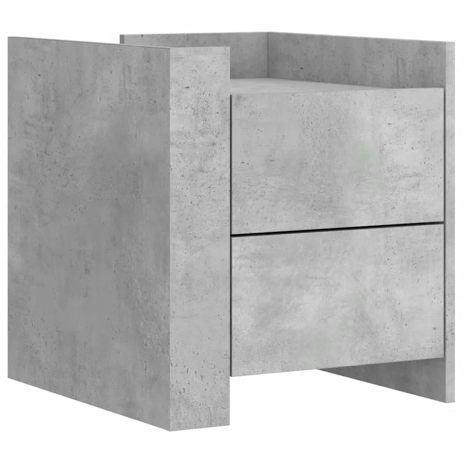 Table de chevet gris béton 45x50x50 cm bois d'ingénierie - 2