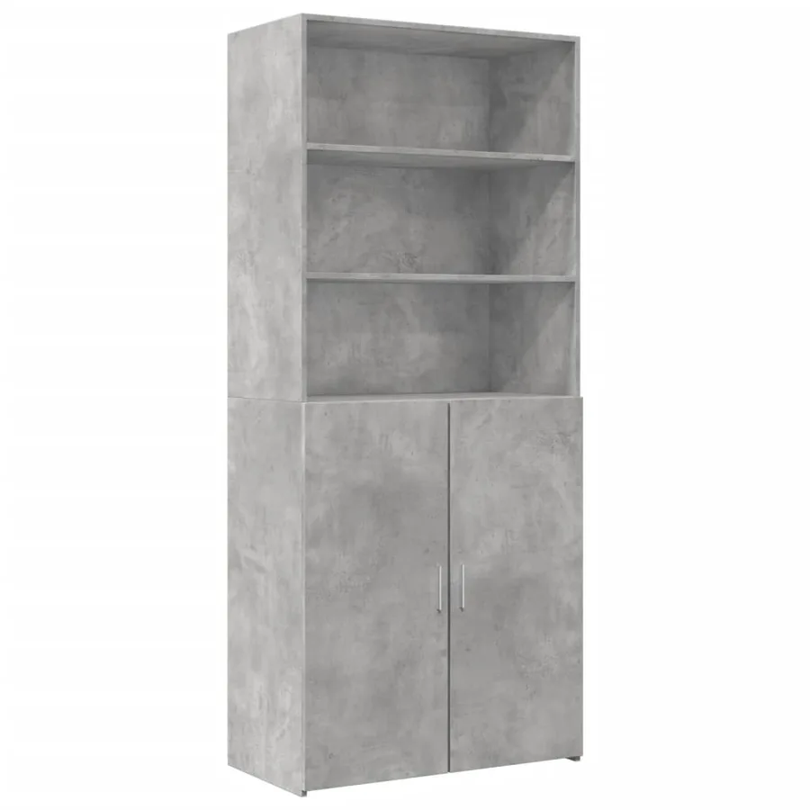 Armoire de rangement gris béton 80x42,5x225cm bois d'ingénierie - 6