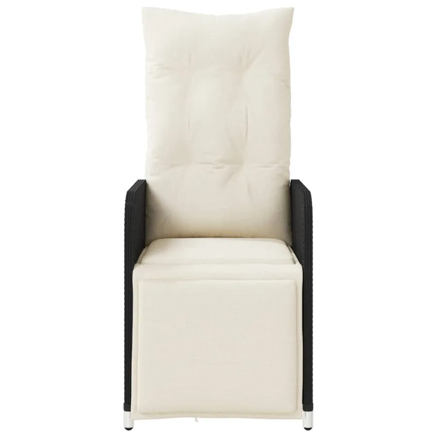 Chaises inclinables de jardin lot de 2 et coussins noir rotin - 4
