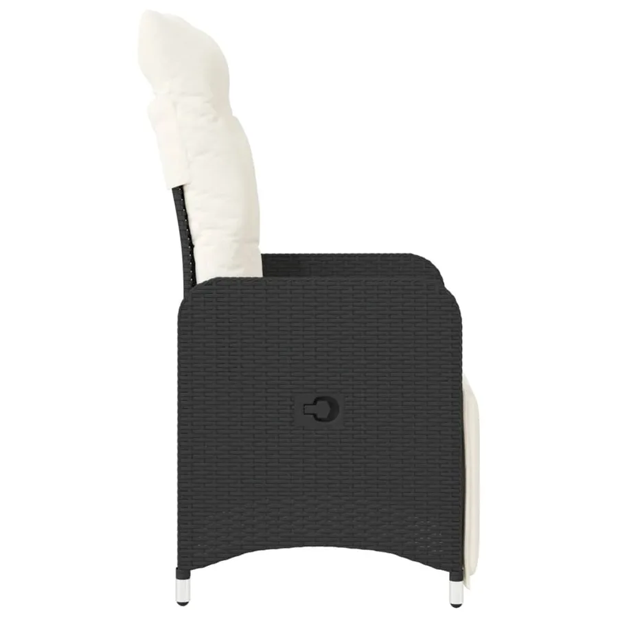 Chaises inclinables de jardin lot de 2 et coussins noir rotin - 5