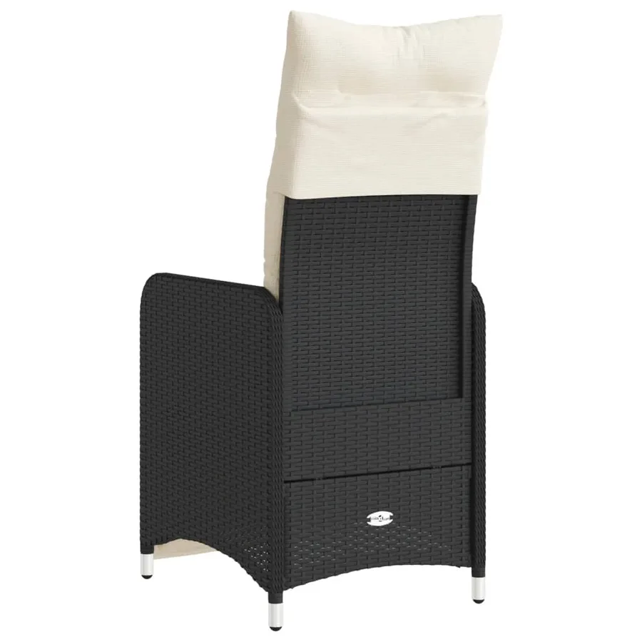 Chaises inclinables de jardin lot de 2 et coussins noir rotin - 6