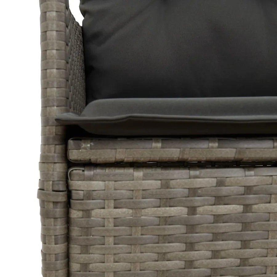 Ensemble à manger de jardin 9 pcs coussins gris résine tressée - 6