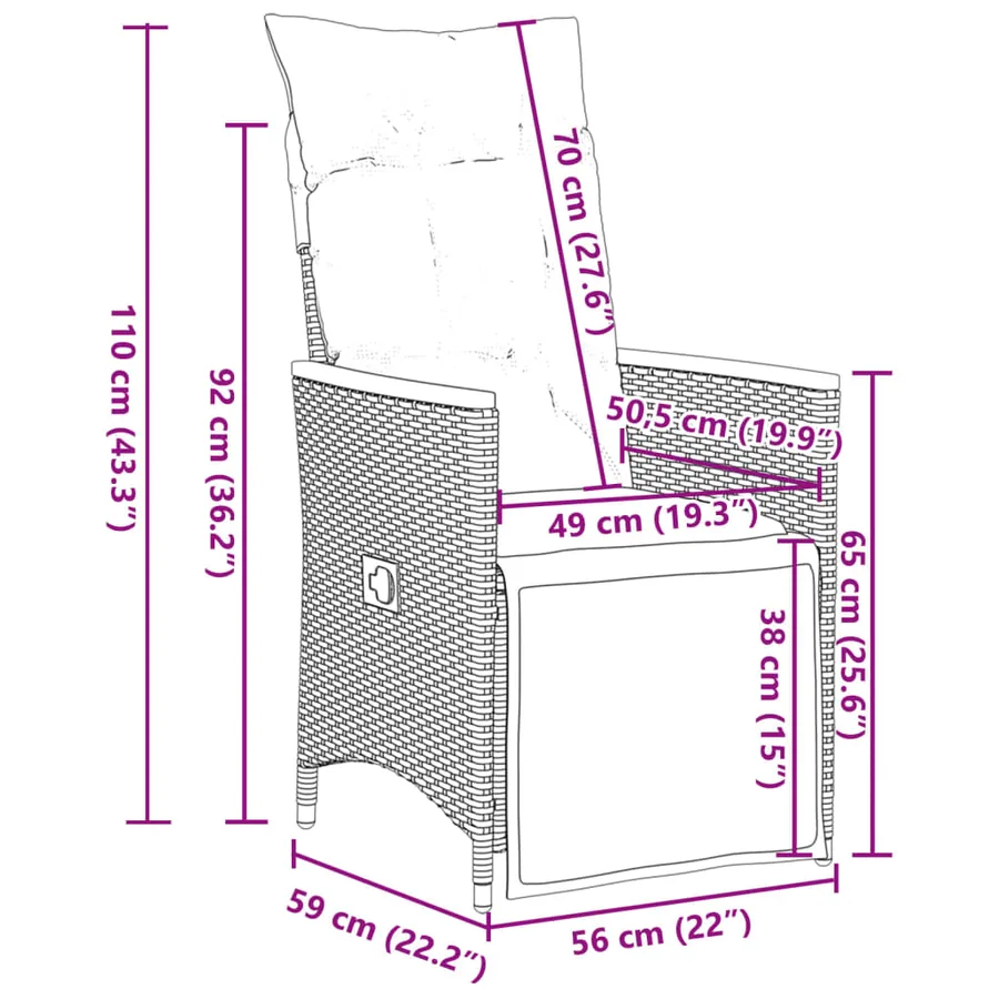 Ensemble à manger de jardin 9 pcs coussins gris résine tressée - 11