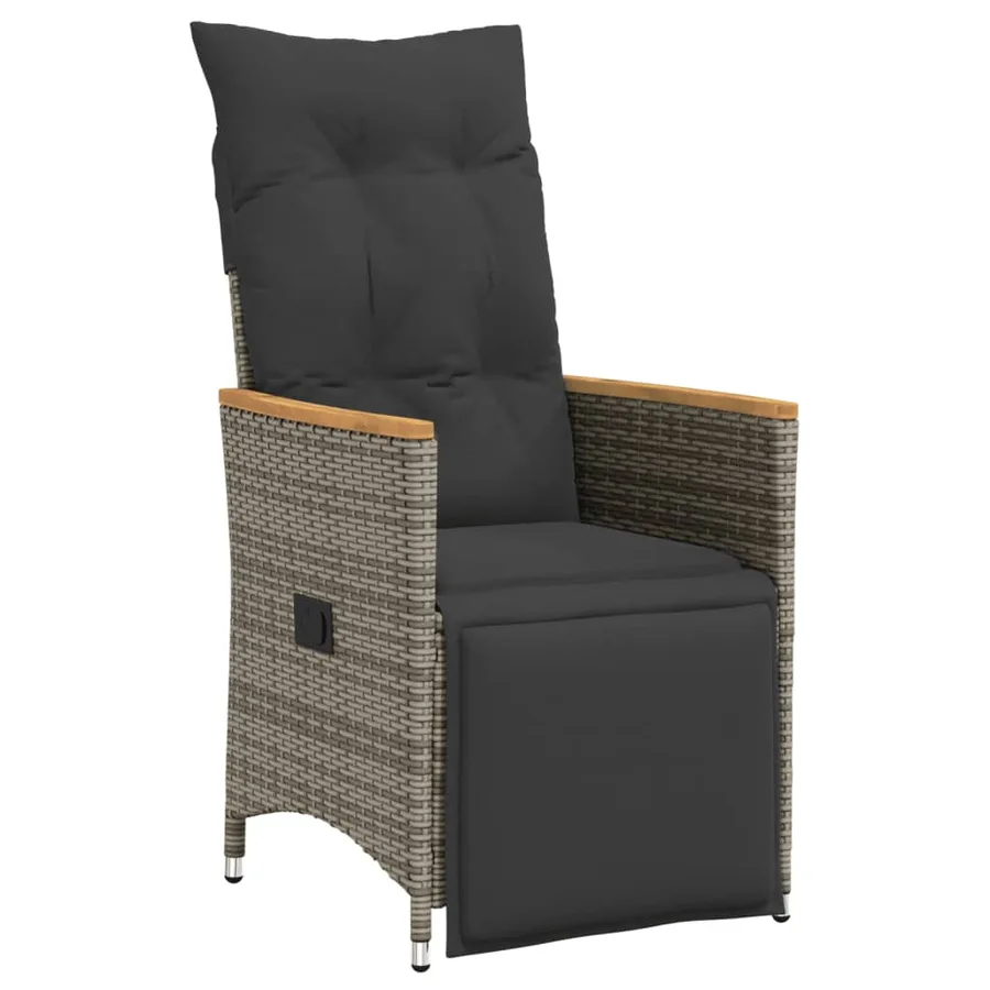 Ensemble à manger de jardin 9 pcs coussins gris résine tressée - 4