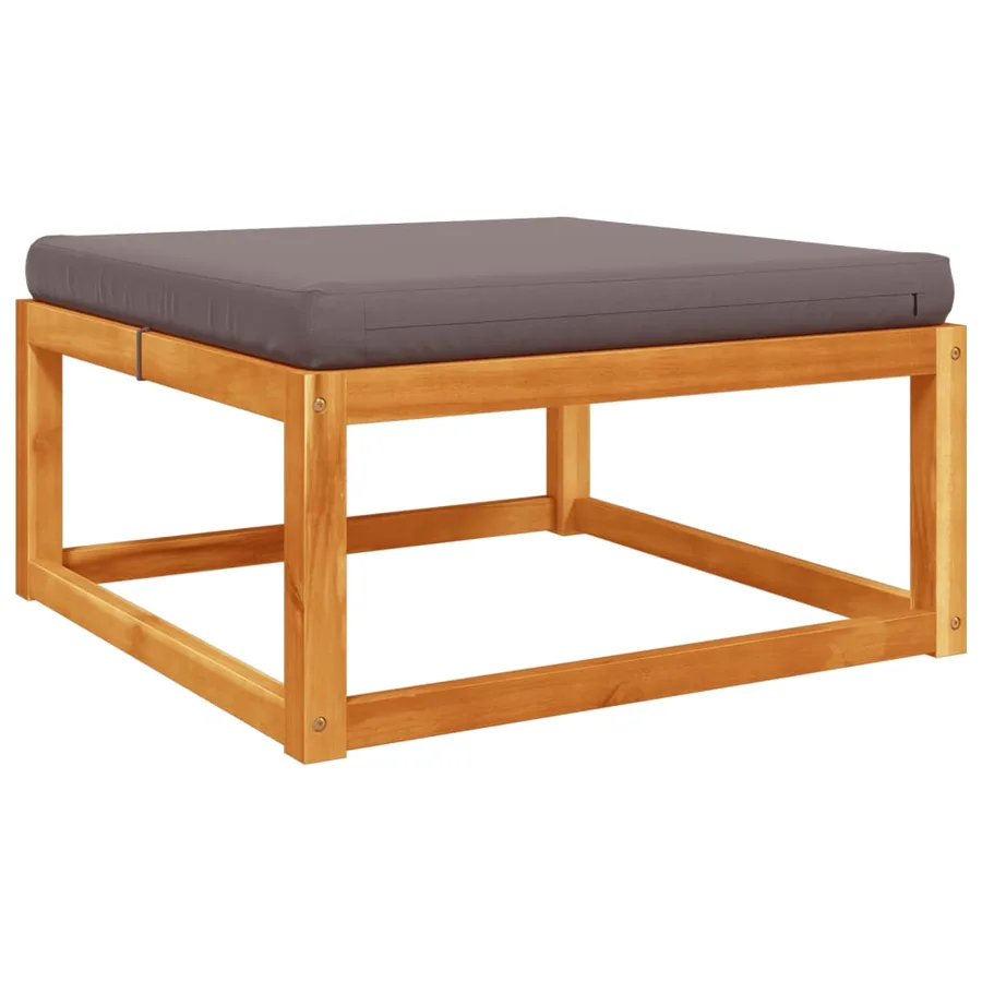 Repose-pied de jardin avec coussins bois massif d'acacia - 6