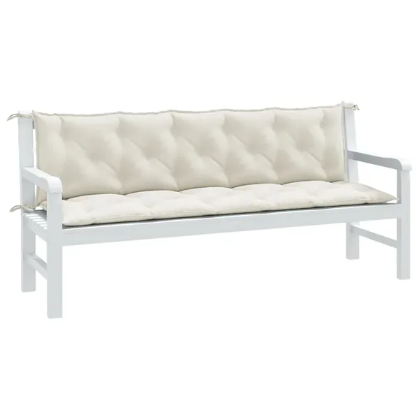 Coussins de banc de jardin lot de 2 crème mélangé tissu