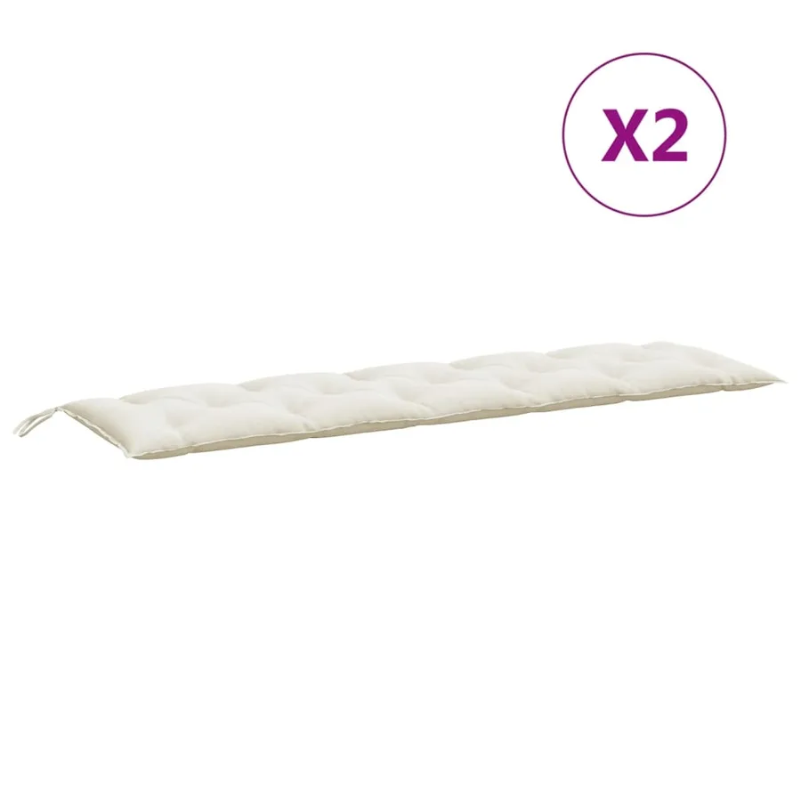 Coussins de banc de jardin lot de 2 crème mélangé tissu - 4